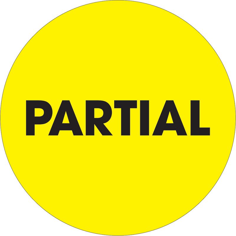 Tape Logic Labels "Partial" 2" Circle Fluorescent Yellow 500/Roll DL1277