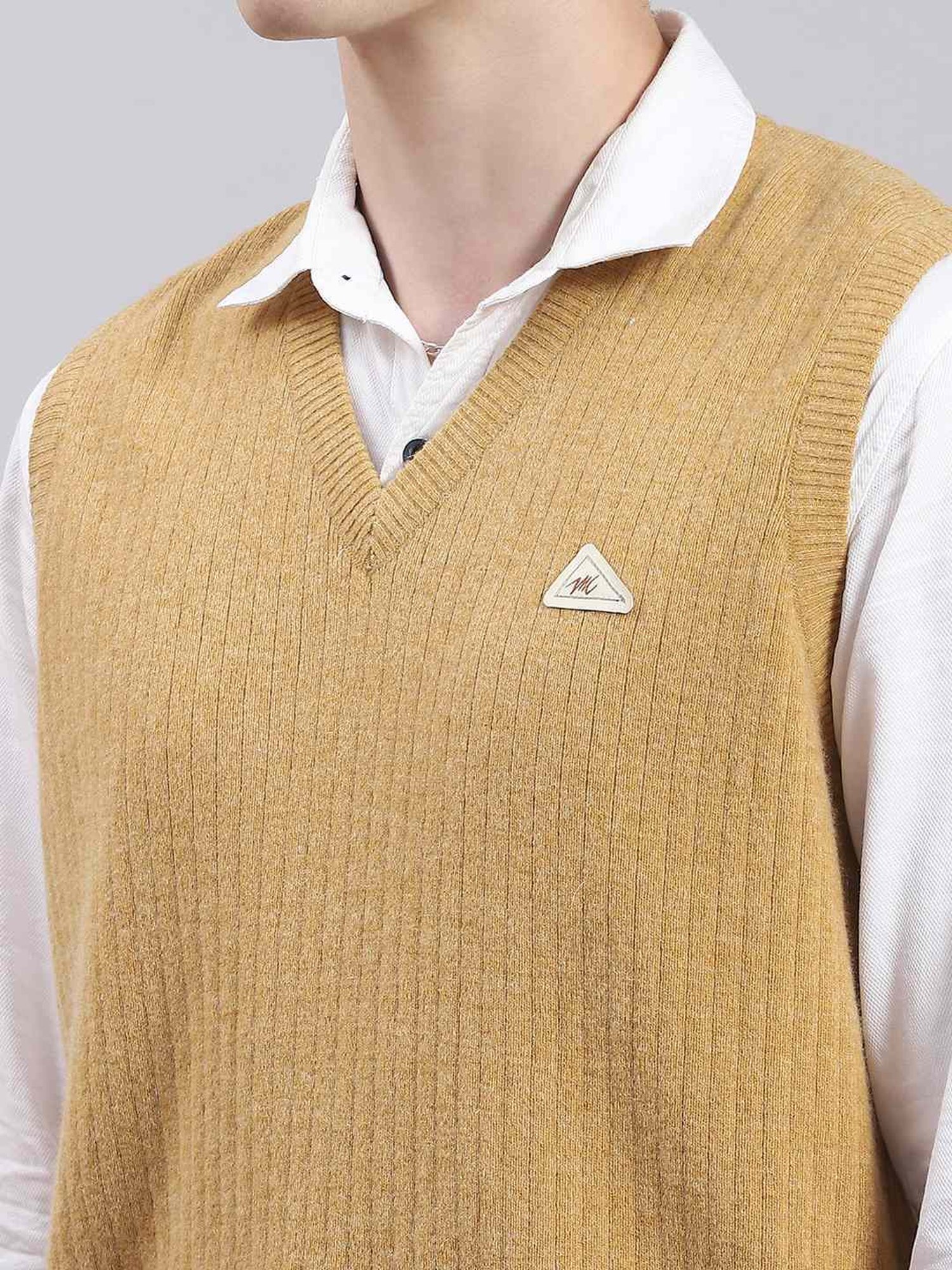 Monte Carlo Camel Regular Fit Lambs Wool Sweater
