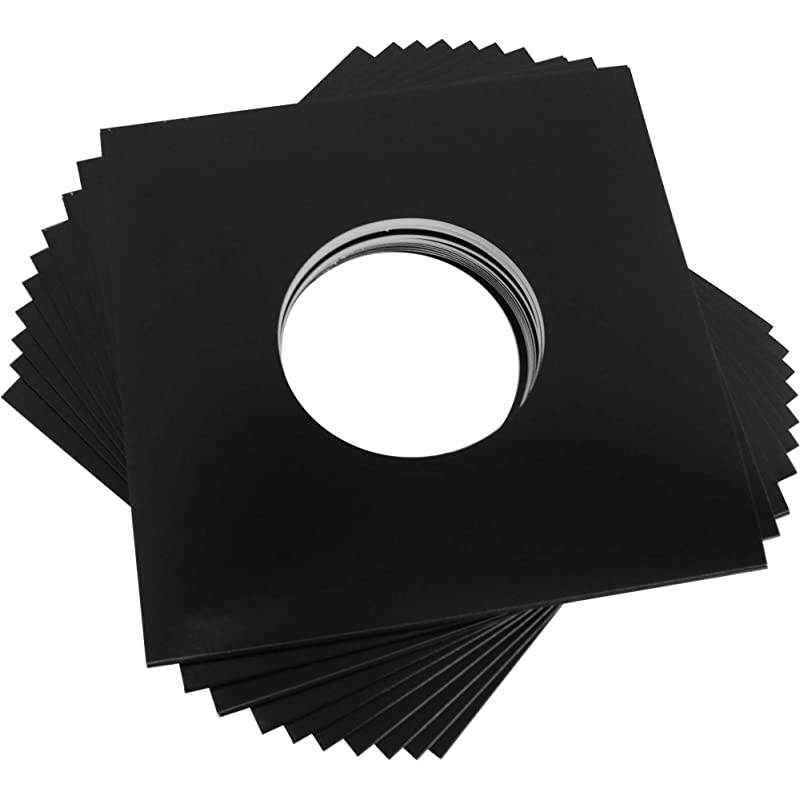 7 Heavyweight Record Jackets Black with Center Hole 07JWBKHH