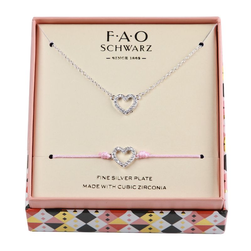 FAO Schwarz Heart Necklace and Bracelet Set