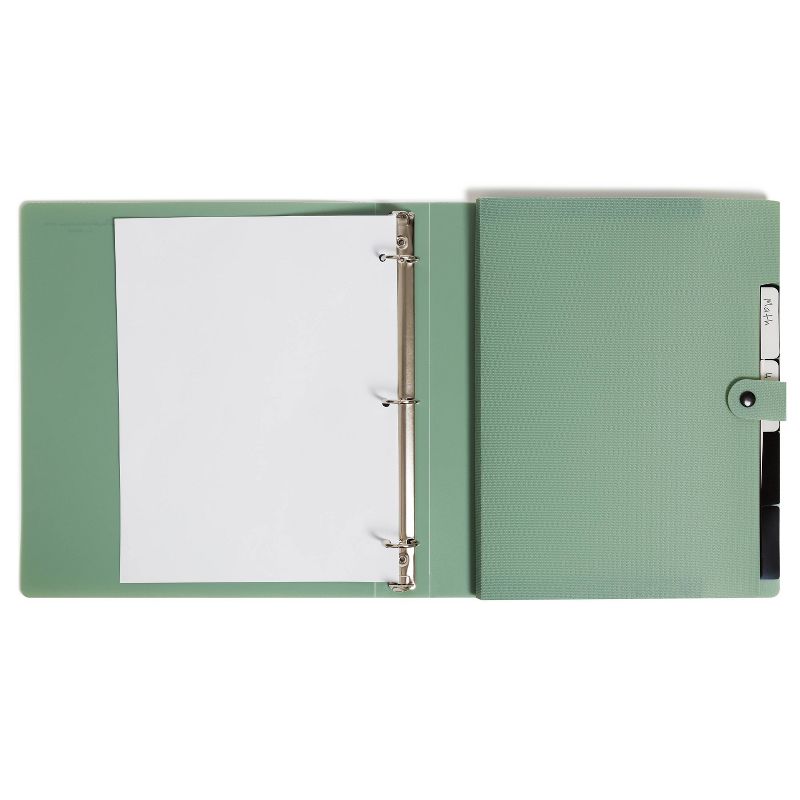 U Brands 1.5" Plastic Performance D Ring Bindfolio 200 Sheet Capacity 5 Pocket Olive