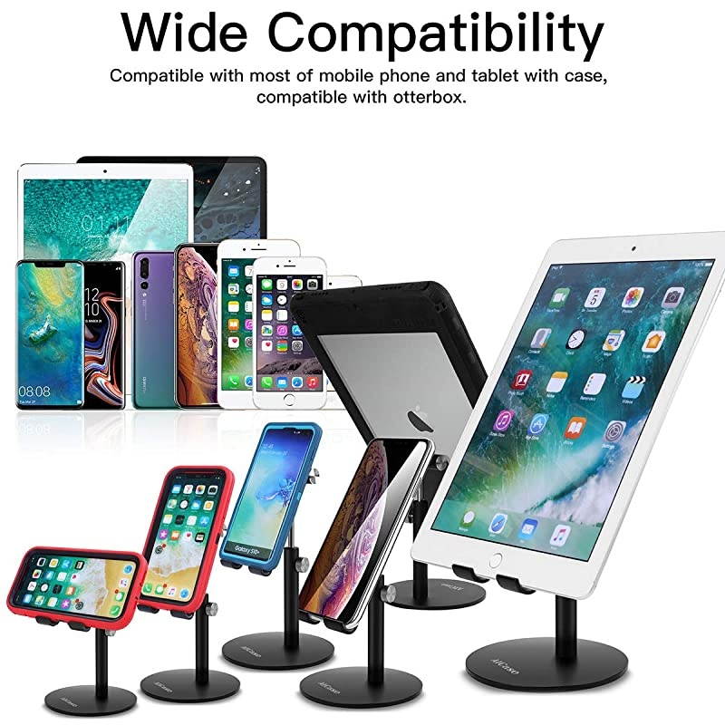 Adjustable TabletPhone Stand  Telescopic Adjustable iPad Stand HolderUniversal Multi Angle Aluminum Stand Compatible with iPhone Smart Cell PhoneTabletiPad413 inch Black