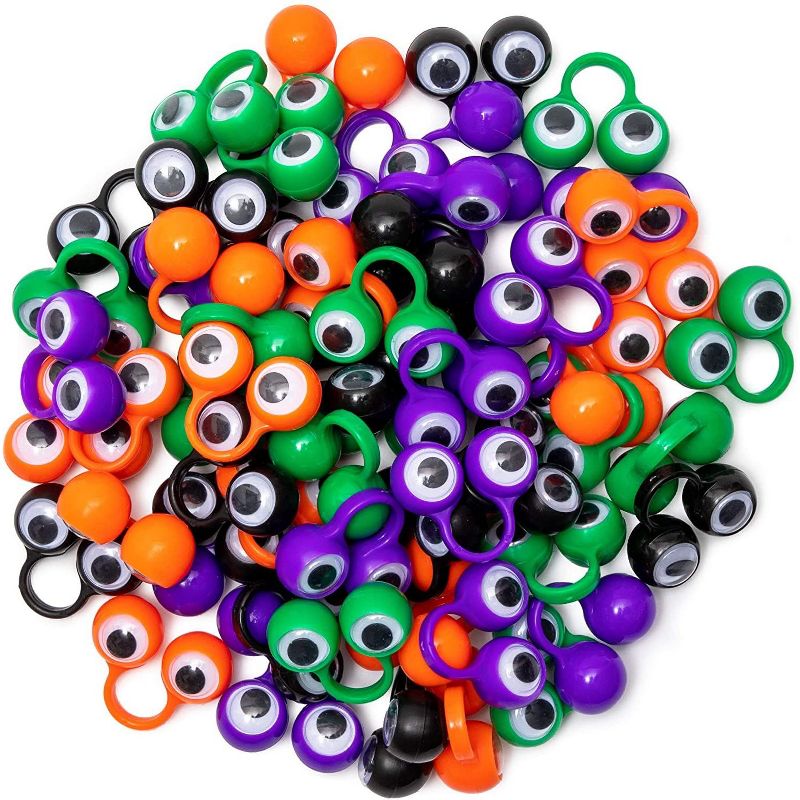 Spooky Central 60 Pack Eyeball Finger Puppets for Halloween Party Favors, 4 Colors