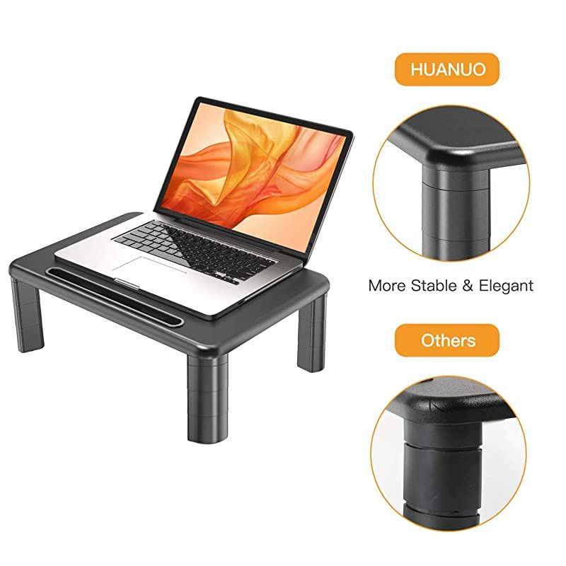 Adjustable Monitor Stand Riser - 3 Height Adjustable Computer Monitor Stand with Phone Holder for Desk, Printer, Laptop, Computer Monitor Riser for Home & Office Use