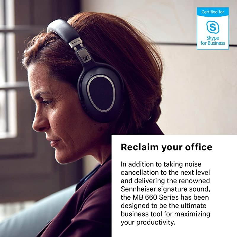 MB 660 MS (507093) - Dual-Sided, Dual-Connectivity, Wireless, Bluetooth, Adaptive ANC Over-Ear Headset | For Desk/Cell Phone & Softphone/PC Connection | Skype for Business Certified (Black)