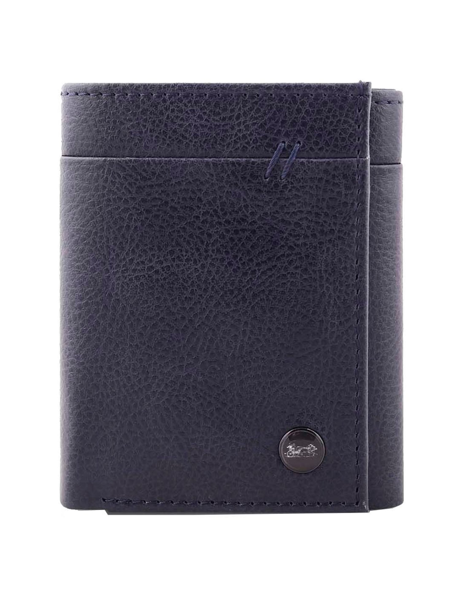 BELWABA Navy Casual Leather Tri-Fold Wallet for Men