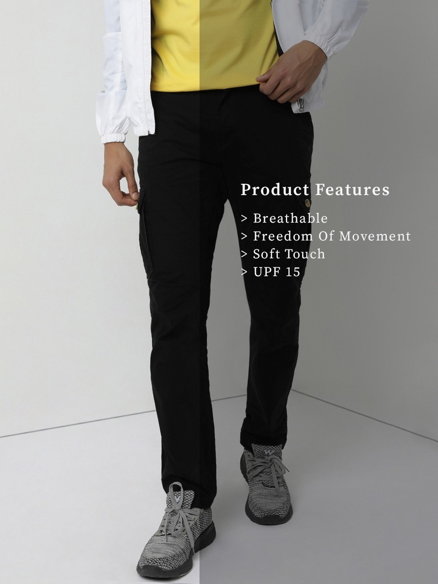 Wildcraft Black Cotton Regular Fit Trackpants