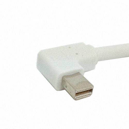 Cablecc White color Left Angled 90 degree Mini DisplayPort DP Male Source to DVI Male Sink Monitor Cable 5ft 1.5m
