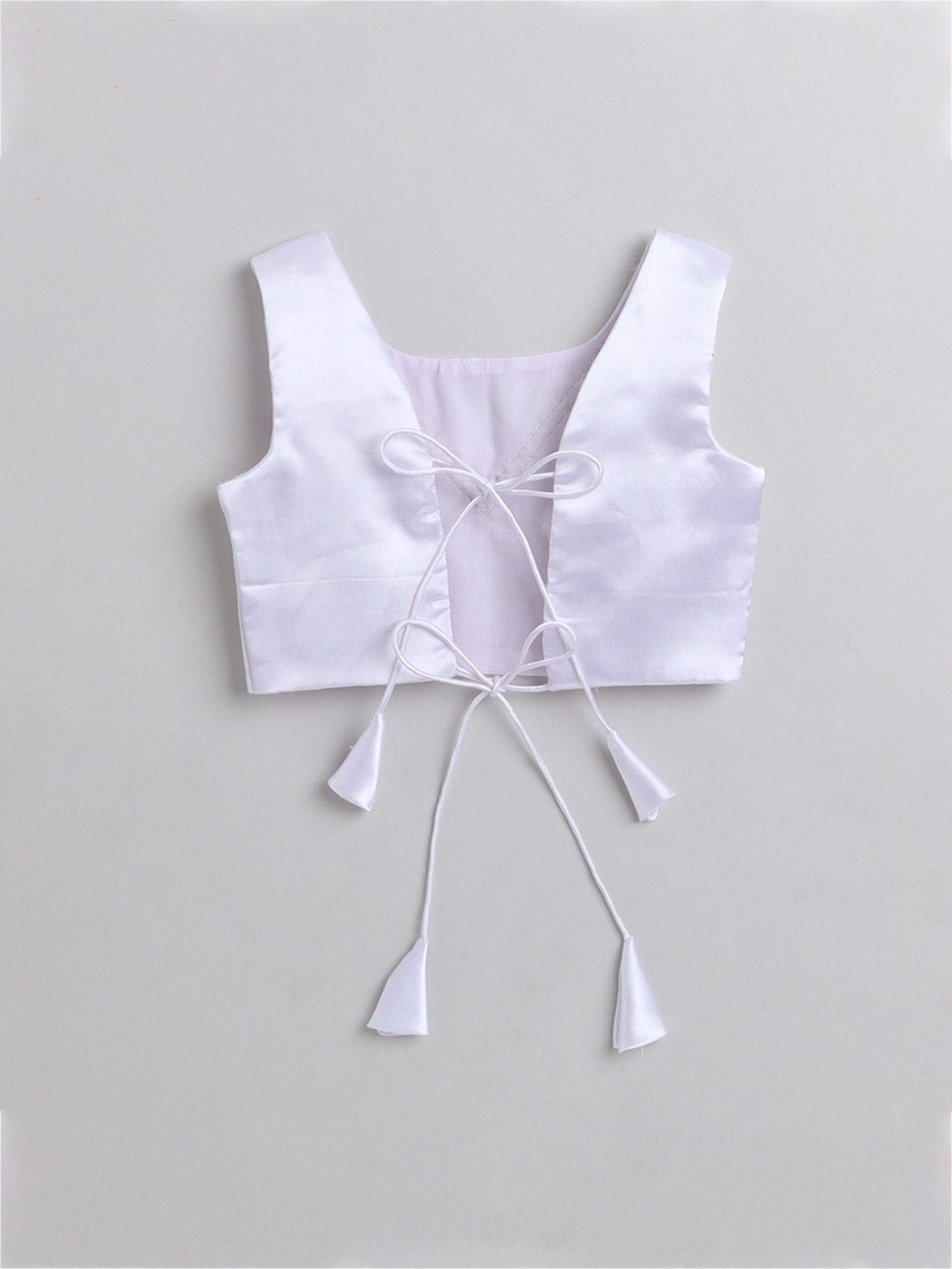 Many Frocks Kids White Embellished Lehenga, Choli with Dupatta