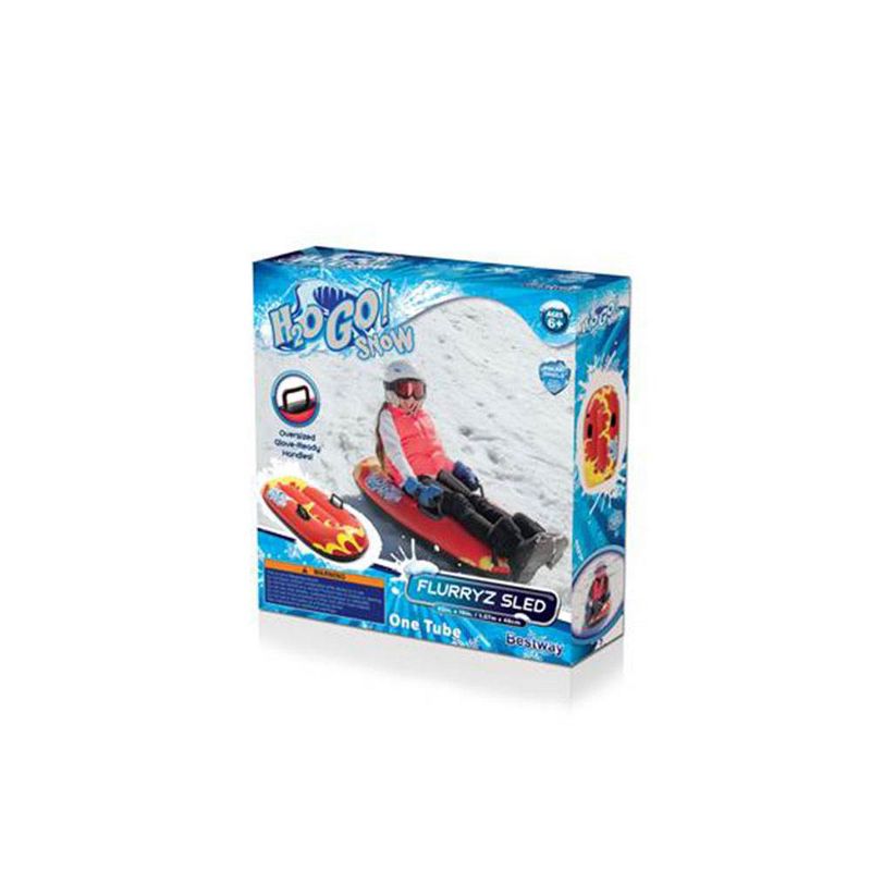 Bestway H2GO Snow Flurryz Sled Outdoor Inflatable Kids Snow Tube Sled, Red