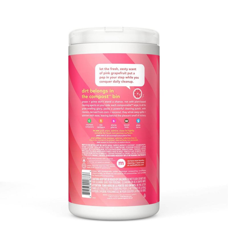 Method All Purpose Wipes Pink Grapefruit - 70ct