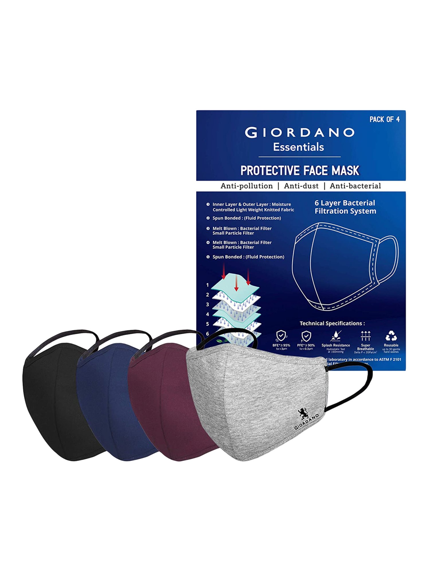 Copper Compression Infused Face Mask - Black - L/XL