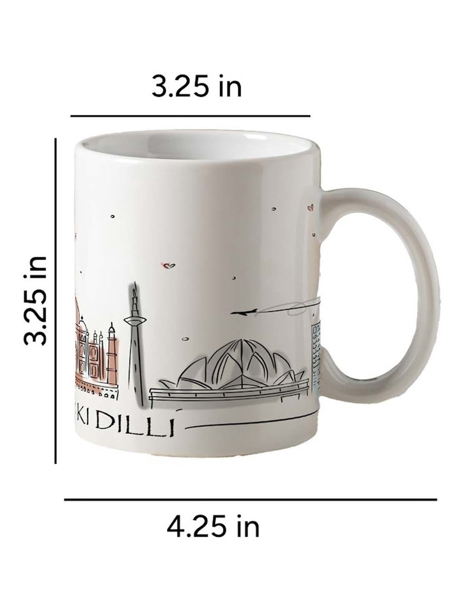 Nestroots White Stoneware Heartfelt Delhi Coffee Mug (0.325 L)