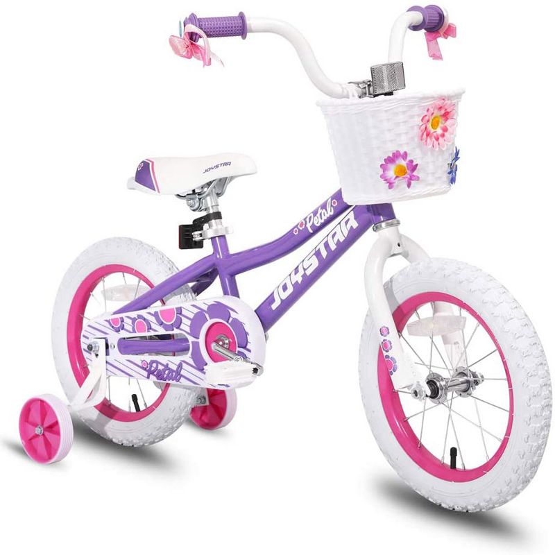 Joystar Petal 16 Inch Kids Toddler Pedal Bike Bicycle with Training Wheels, Rubber Air Tires, and Coaster Brakes, for Ages 4 to 7