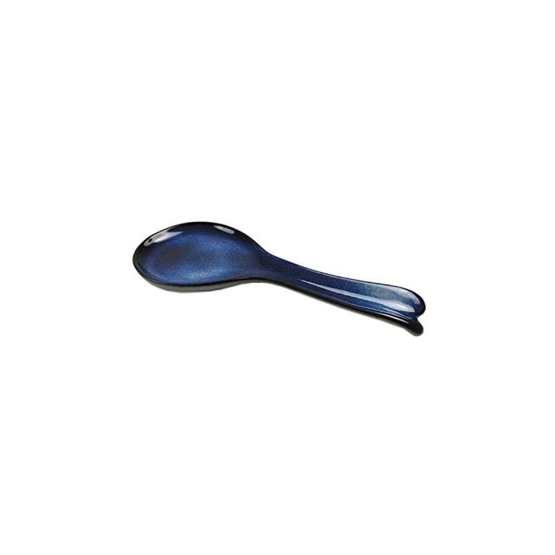 Ceramic Stoneware Blue Gray Spoon Rest, 9 Inch
