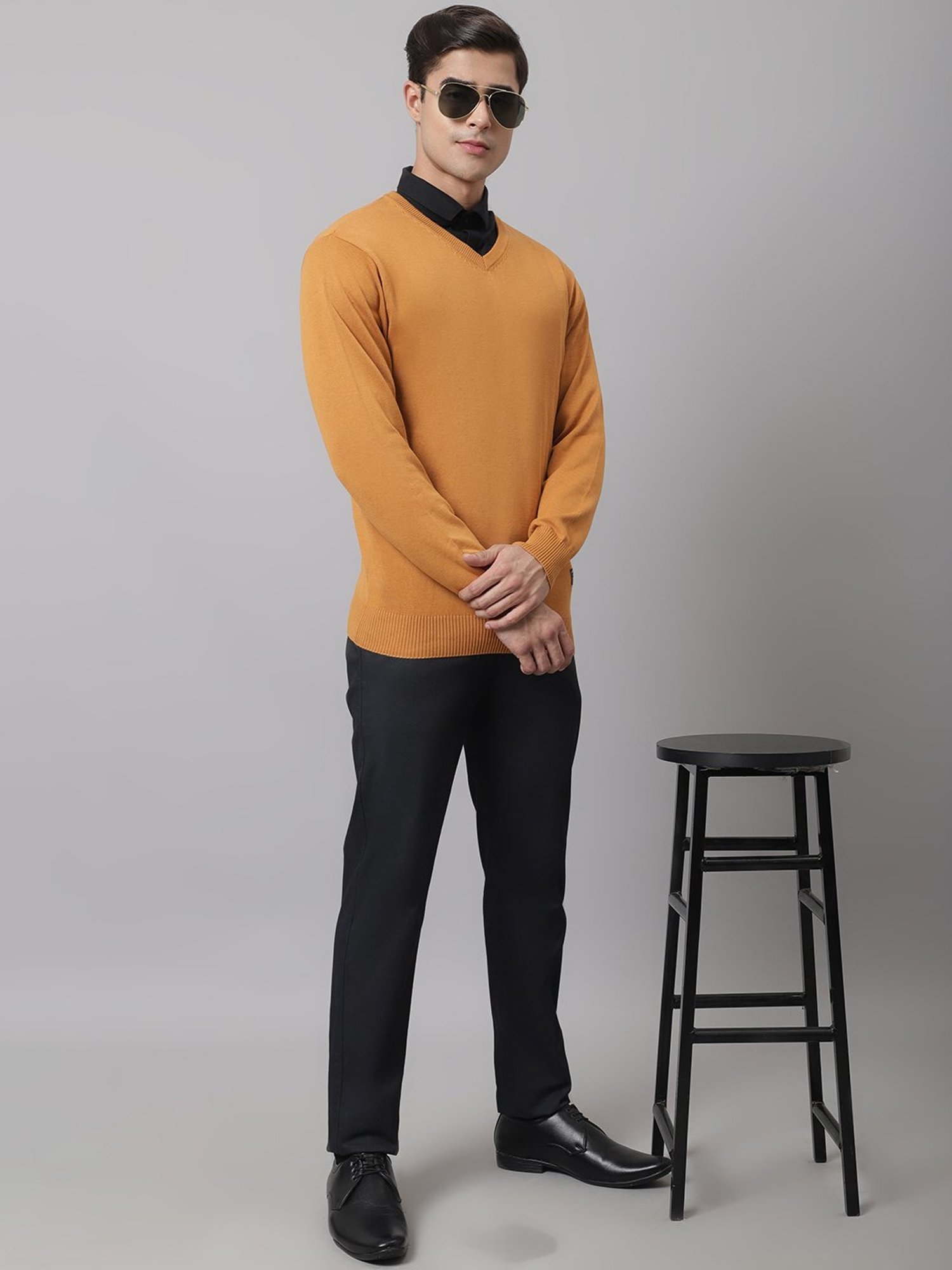 Cantabil Mustard Regular Fit Sweater