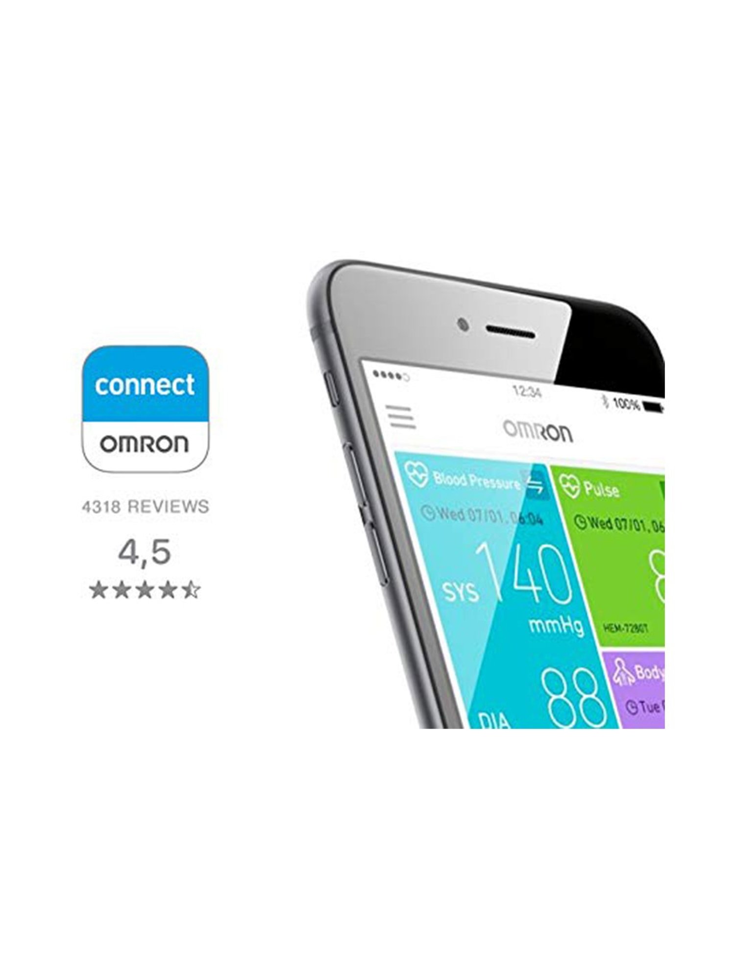 Omron HEM-7361T Bluetooth Digital Blood Pressure Monitor with AFib Indicator (White)