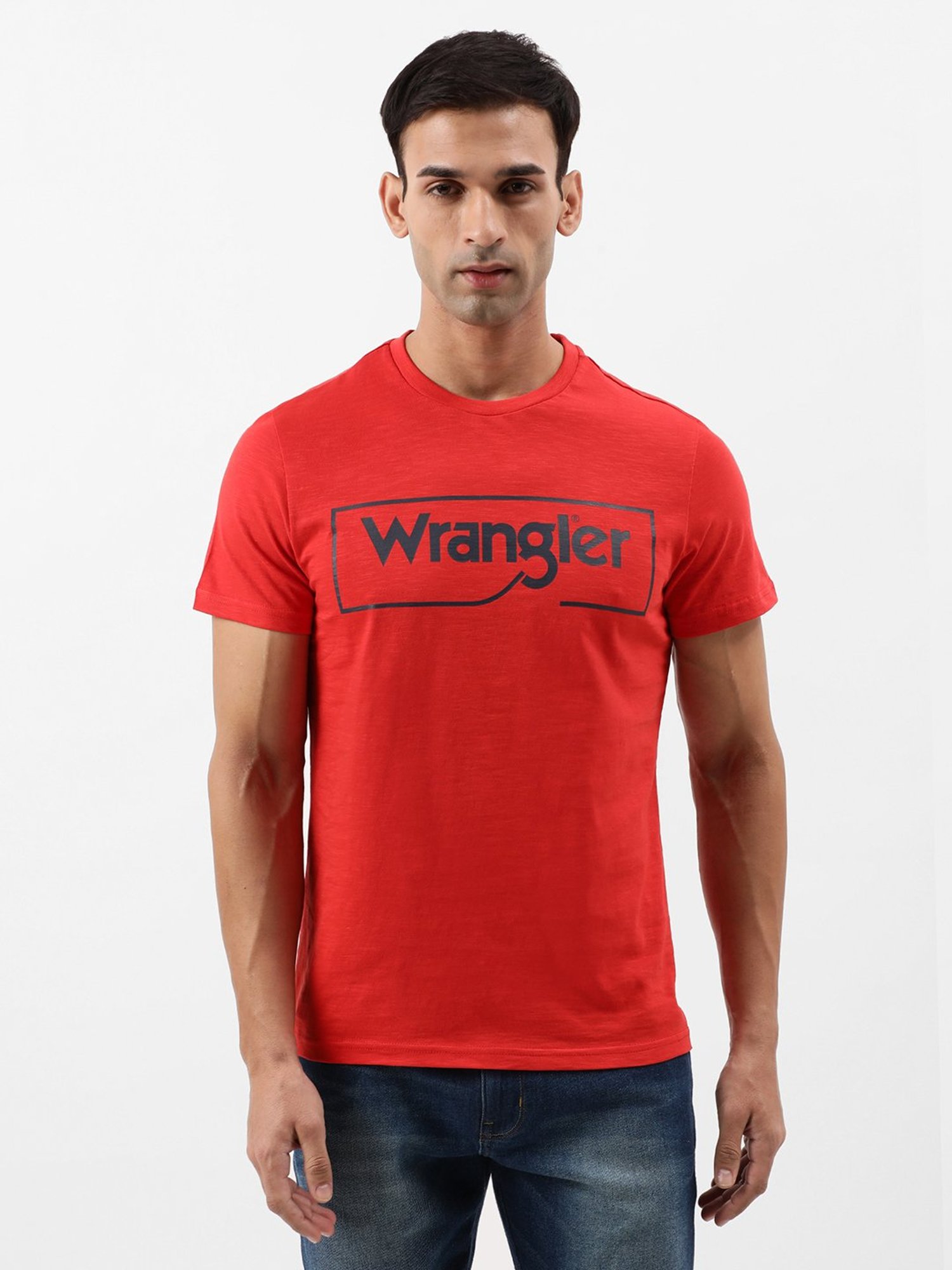 Wrangler Red Regular Fit Printed Crew T-Shirt