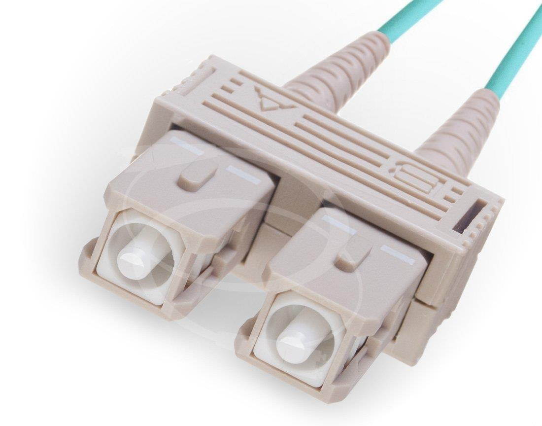 FiberCablesDirect - 1M OM3 LC SC Fiber Patch Cable | 10Gb Duplex 50/125 LC to SC Multimode Jumper 1 Meter (3.28ft) | Length Options: 0.5M-300M | 1/10/40/100g dplx mmf 10gbase sfp+ lommf ofnr om3-lc-sc