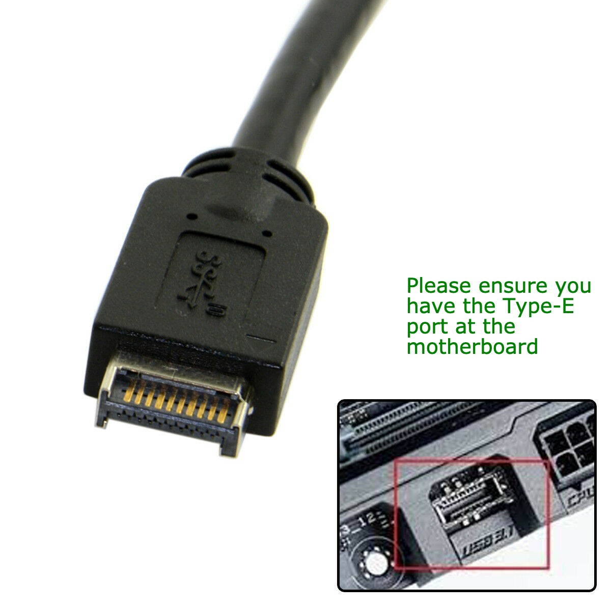 Motherboard 20Pin USB 3.1 Type-E Header Male Gen2 10Gbps to USB 3.1 Type-C USB-C Female Extension Data Cable with Back Panel Low Profile Half Height Bracket 8cm Backplate Black 80cm