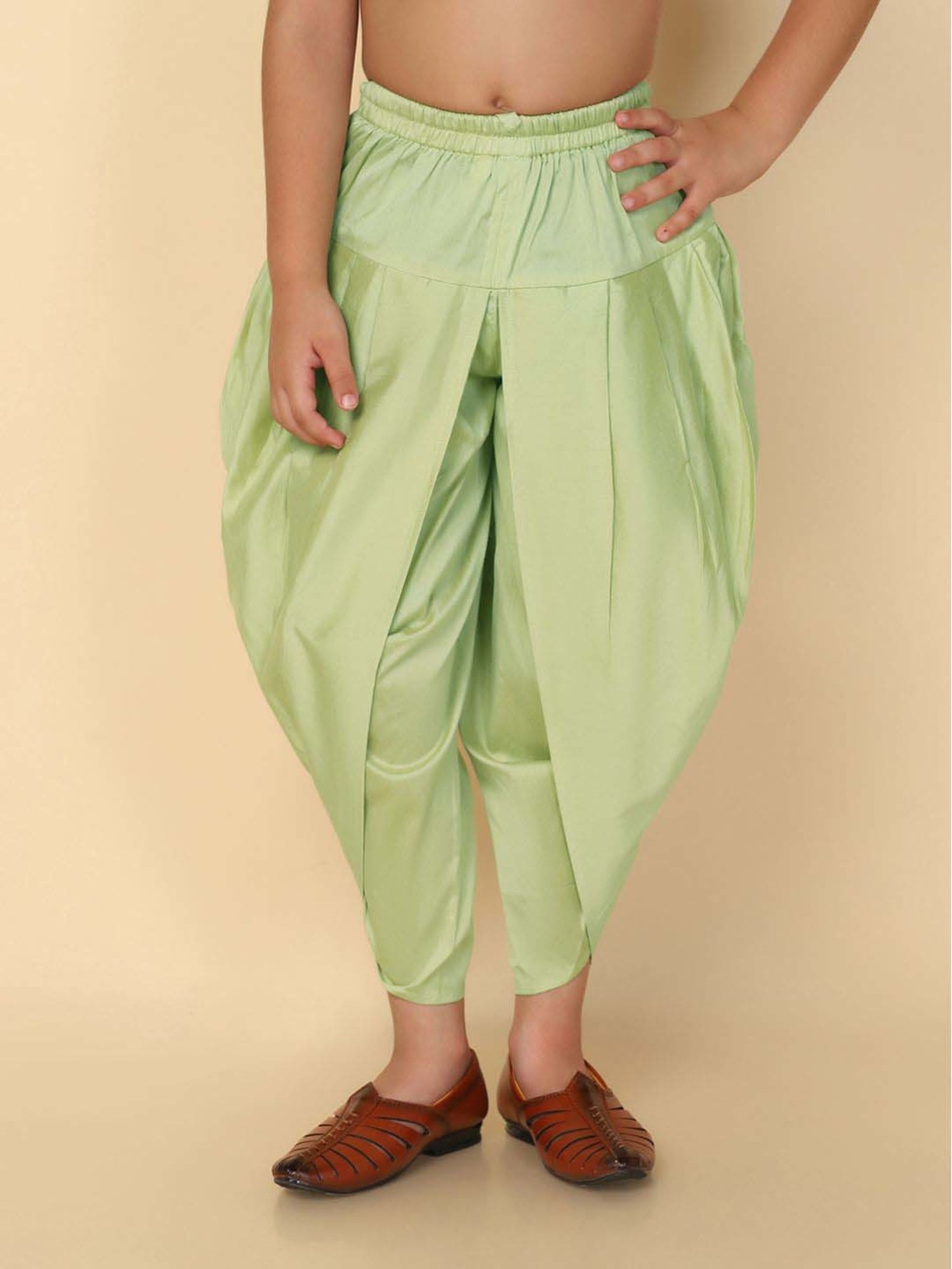 KISAH Kids Green Cotton Regular Fit Dhoti Pants