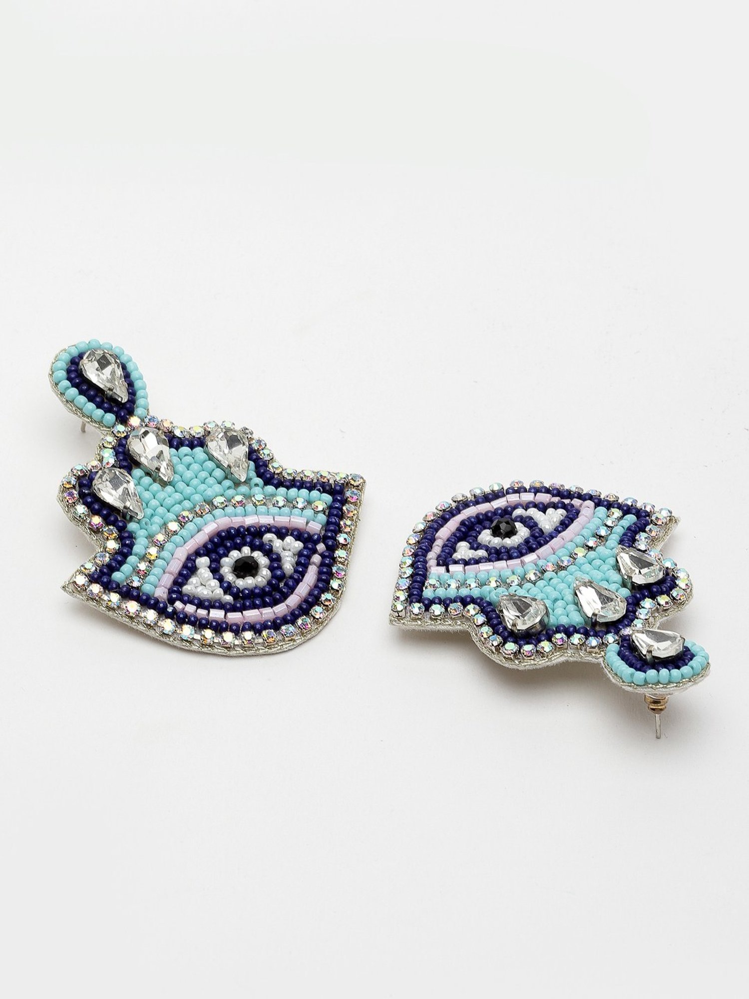 Moedbuille Beads and Stones Handcrafted Evil Eye Design Contemporary Earrings