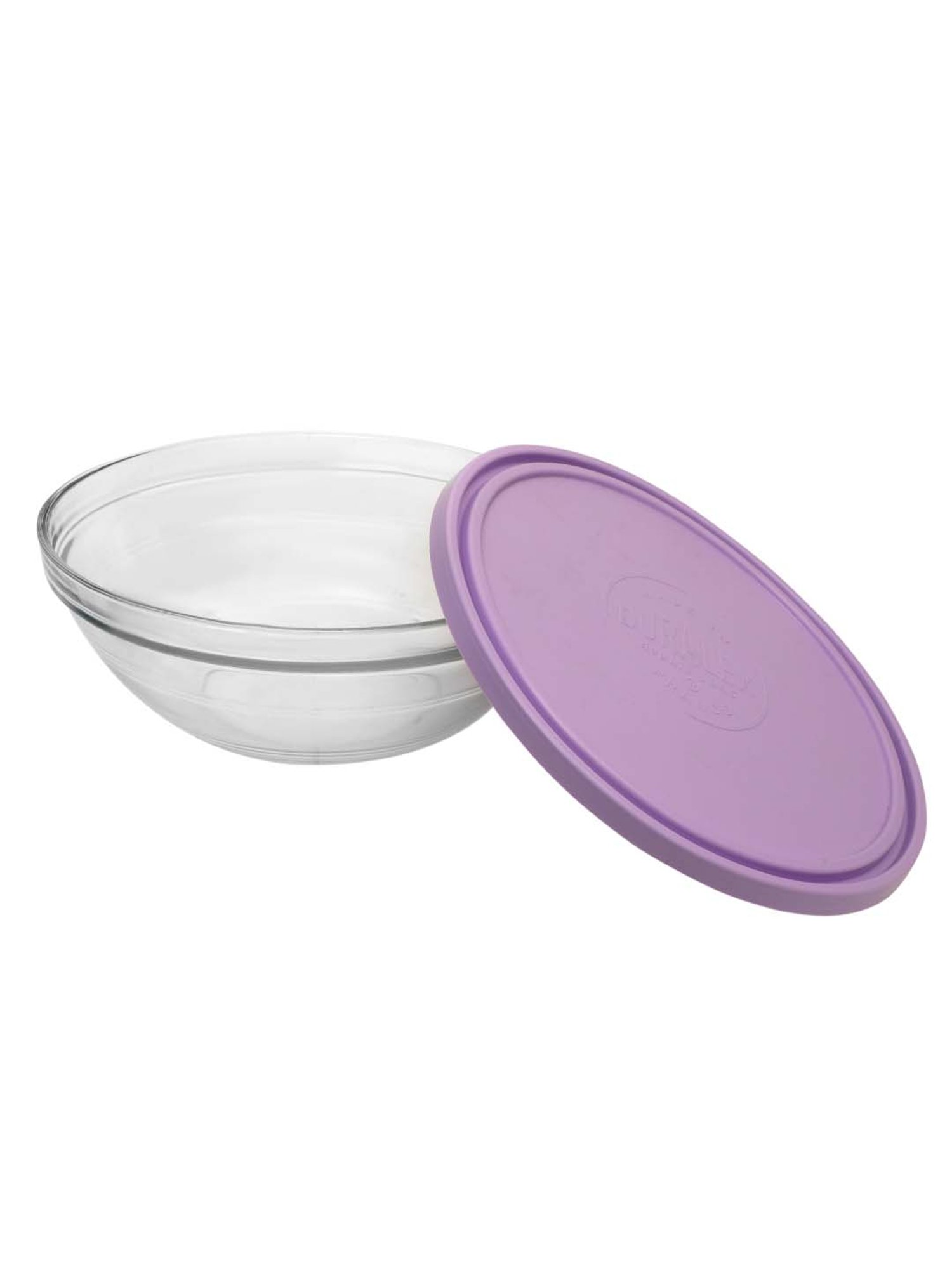 Duralex 'Freshbox' Transparent & Purple Glass 17 cm Container With Lid (0.97 L) - Set of 2