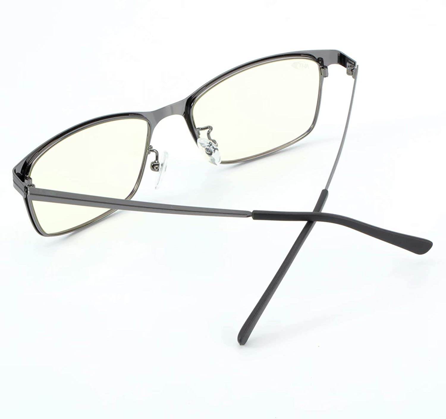 Blue Light Blocking Glasses Women/Men - Anti Eye Strain Computer Glasses, Classic Square Metal Frame(Gun Color), UV Filter Blue Blocker Glasses, Eyeglasses Non Prescription