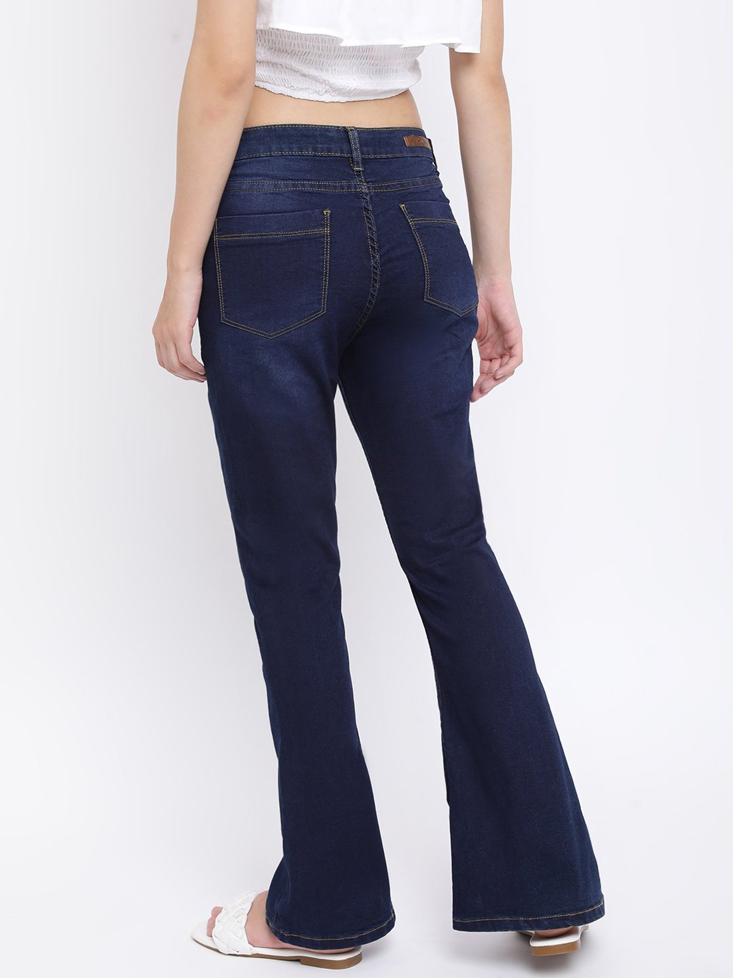 Tales & Stories Dark Blue Straight Fit High Rise Jeans