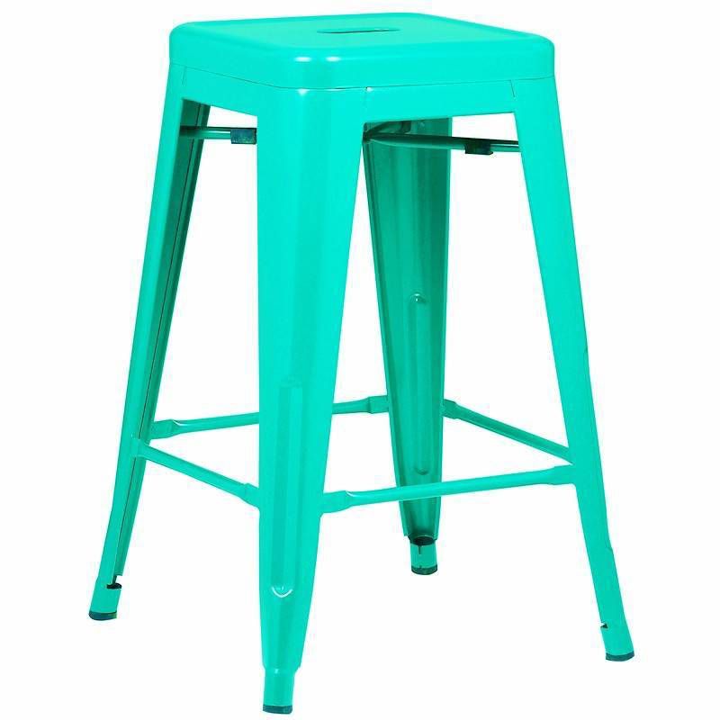 Set of 4 24" Franco Industrial Counter Height Barstools Aqua - Poly & Bark