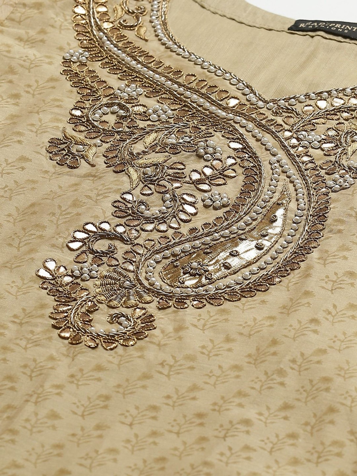 Readiprint Fashions Beige Embroidered Unstitched Dress Material with Dupatta