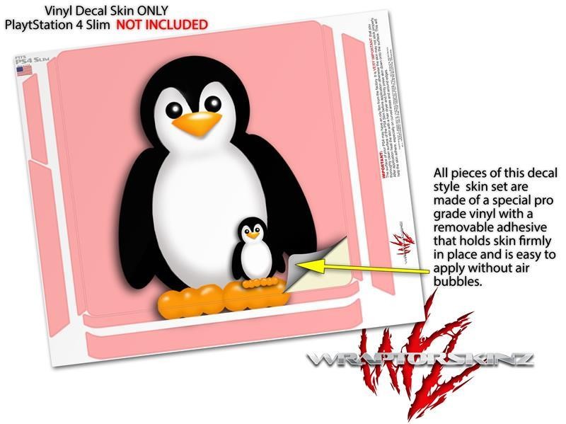 Penguins on Pink Skin fits Sony PS4 Slim Gaming Console