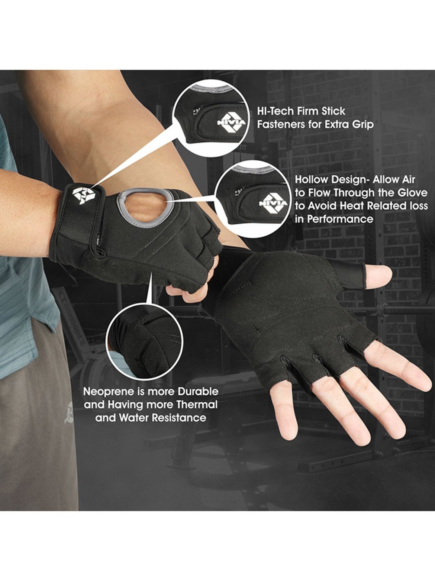 Nivia Warrior 2.0 Cross Training Gym Gloves (Black) Size - XL