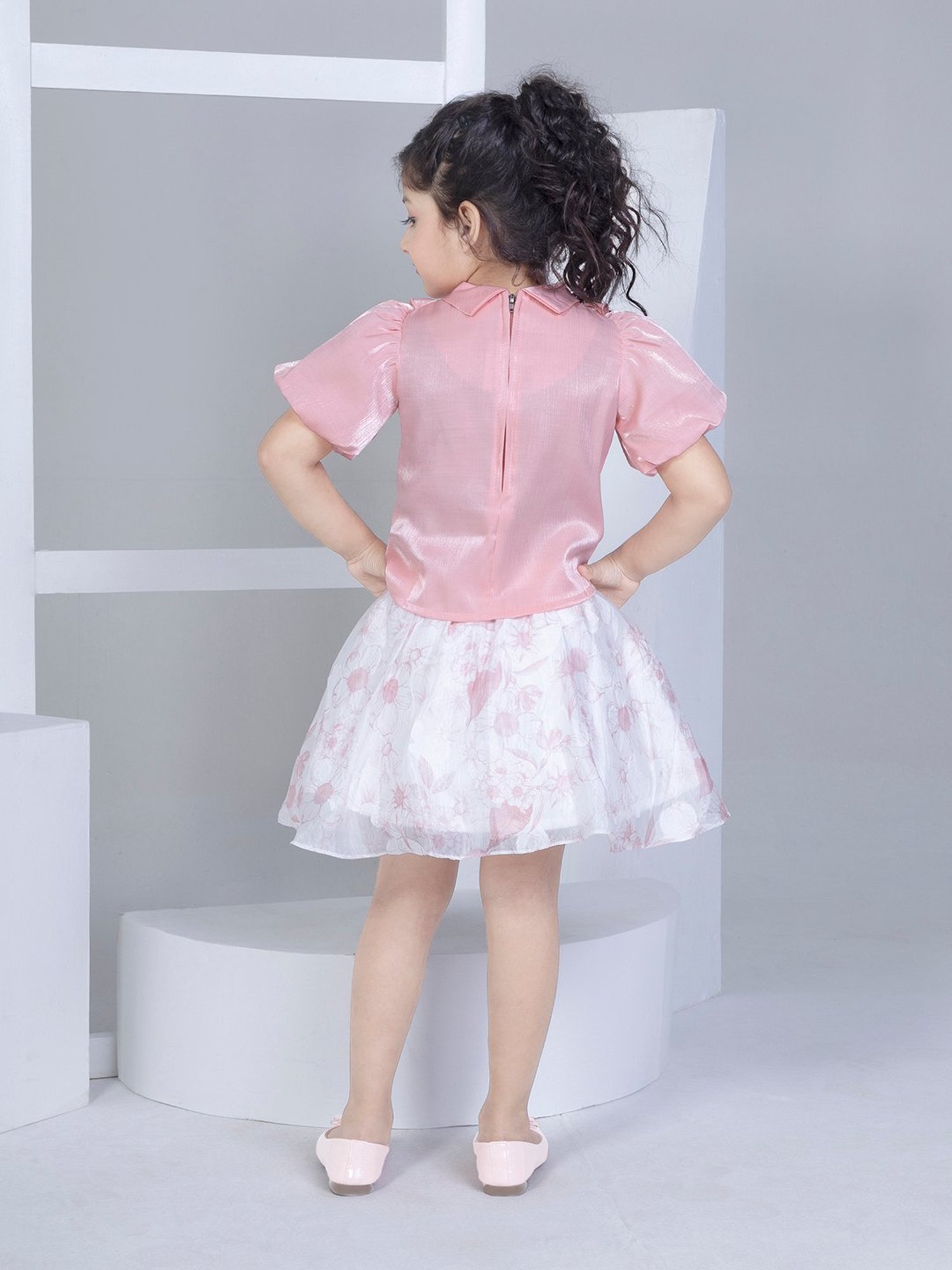 Peppermint Kids Purple & White Floral Print Top with Culottes