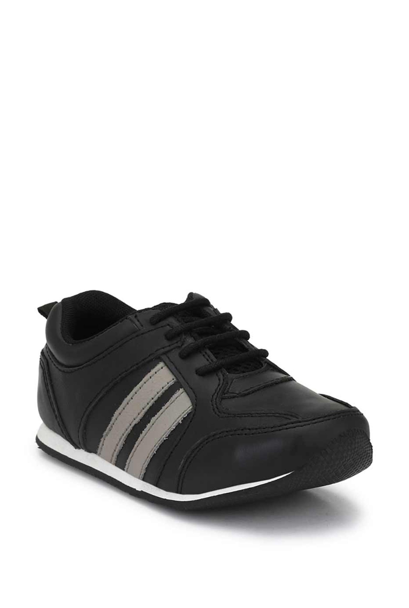Tuskey Kids Black Leather Sneakers