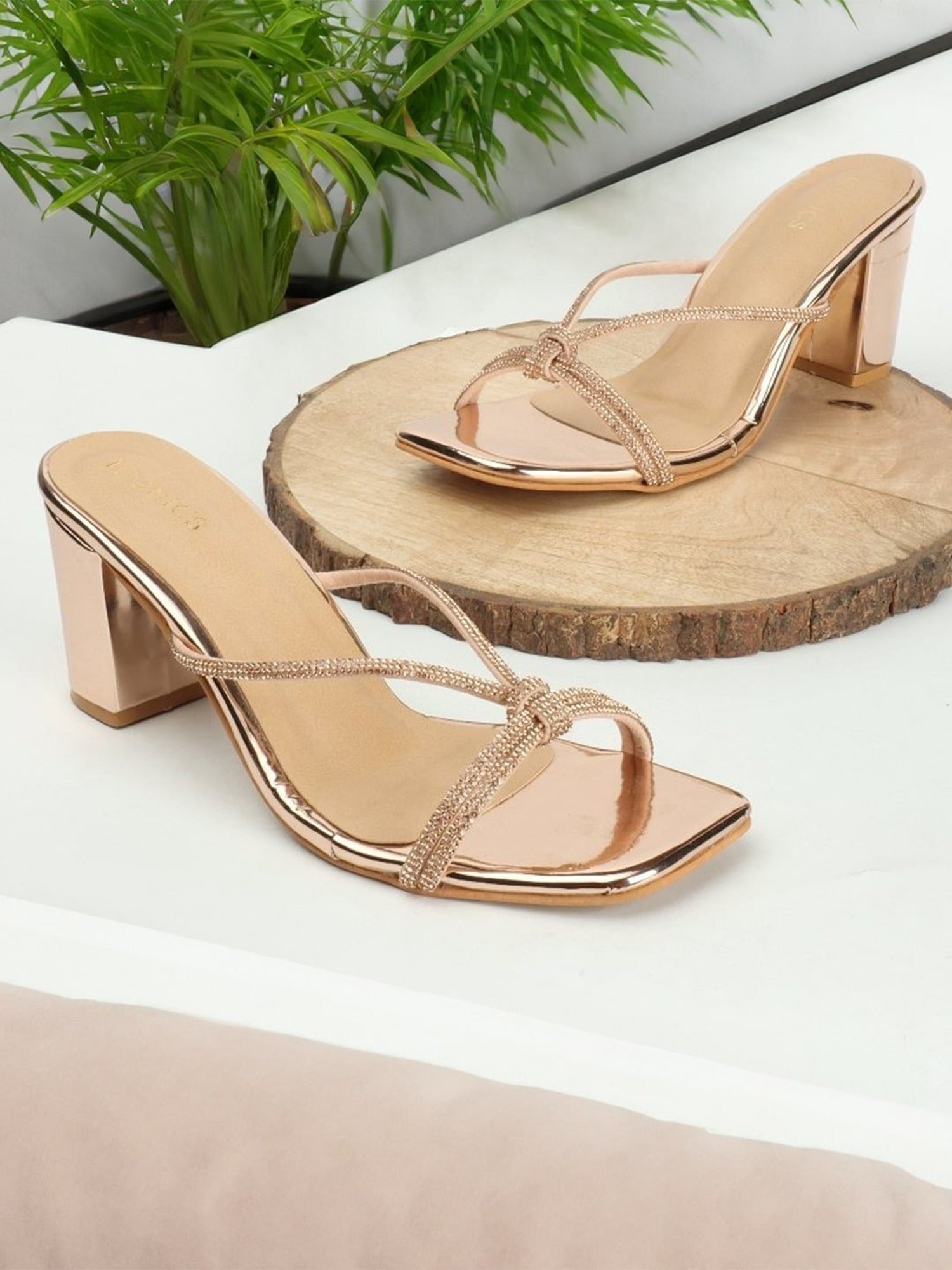 Iconics Women's Rose Gold Casual Sandals