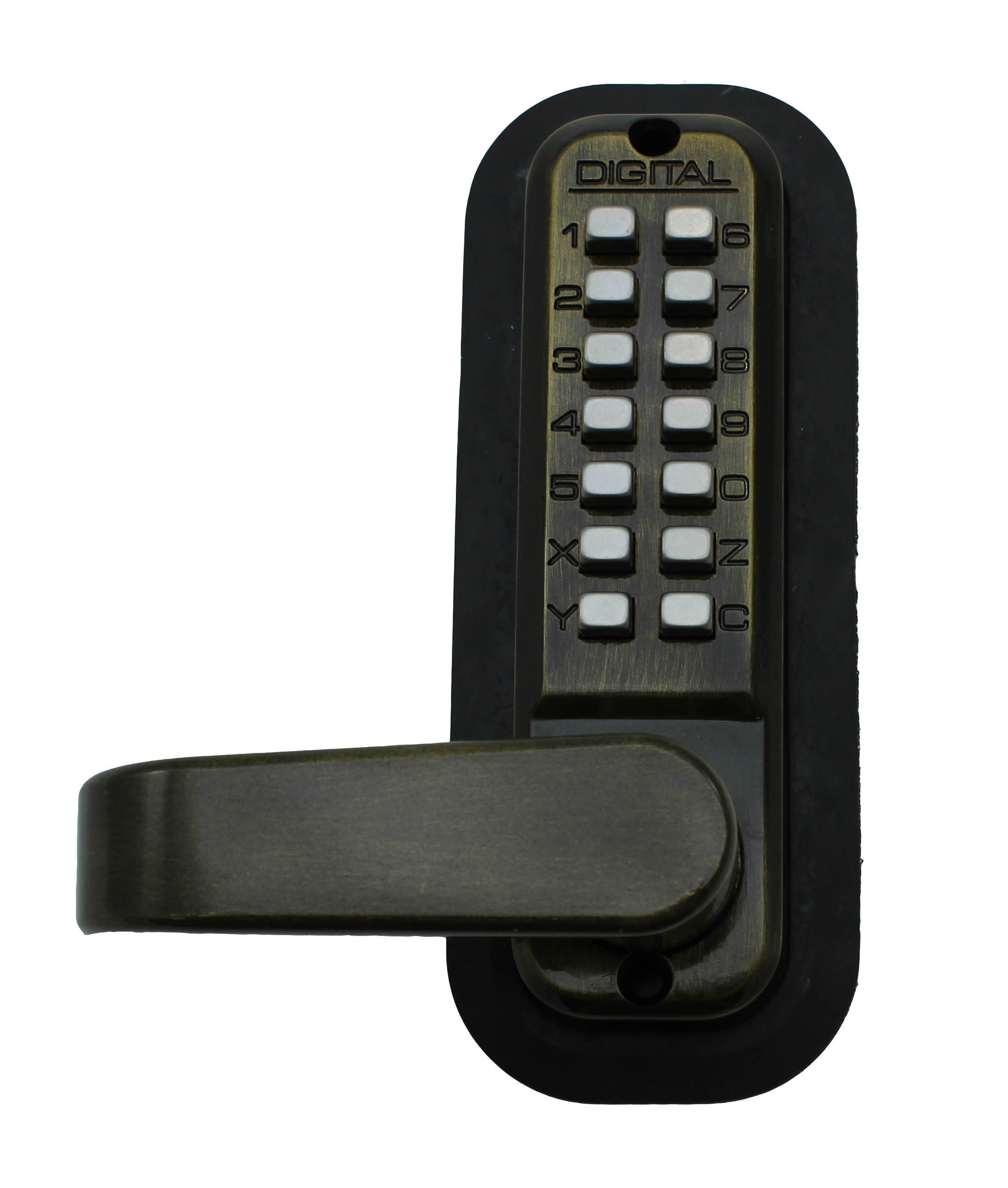 LockeyUSA Digital Door Lock 2835 Lever Handle with Double Combination, Antique Brass