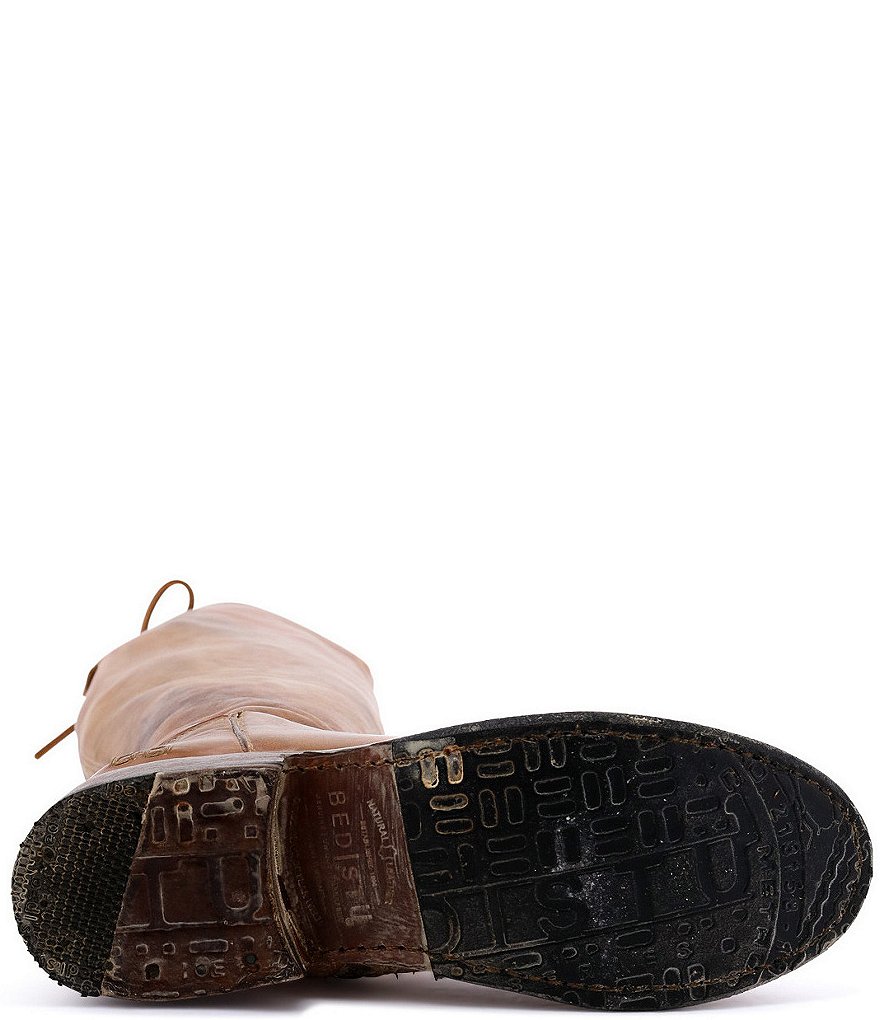 Bed Stu Manchester Tall Leather Wide Calf Block Heel Riding Boots