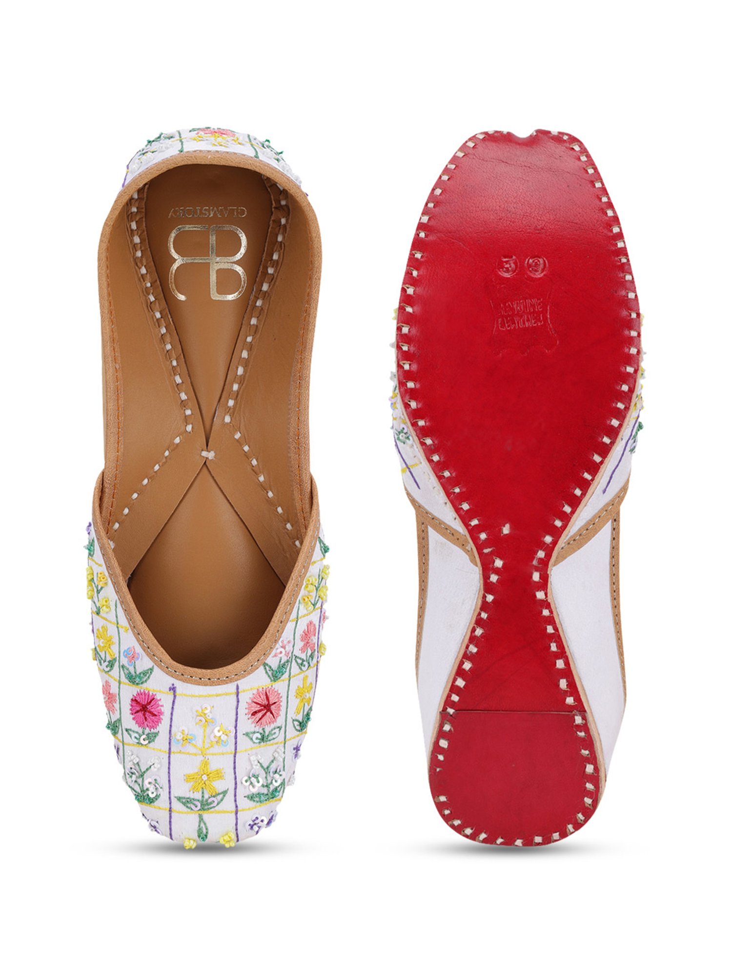 Glam Story Women's Masakali White Ethnic Juttis