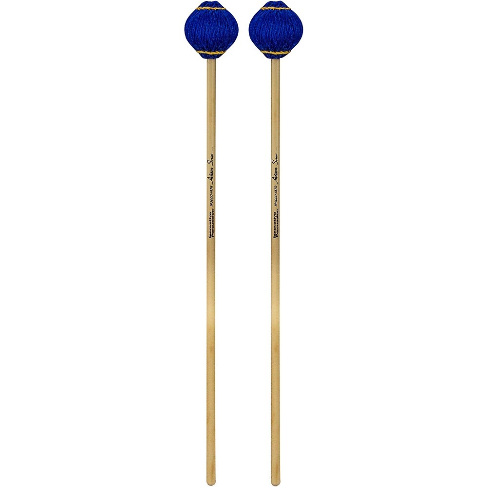 Innovative Percussion Artisan Series Multi-Tone Rattan Handle Marimba Mallets Royal Blue Yarn