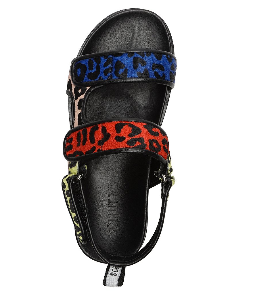 Schutz Zaha Leopard Print Haircalf Platform Sandals