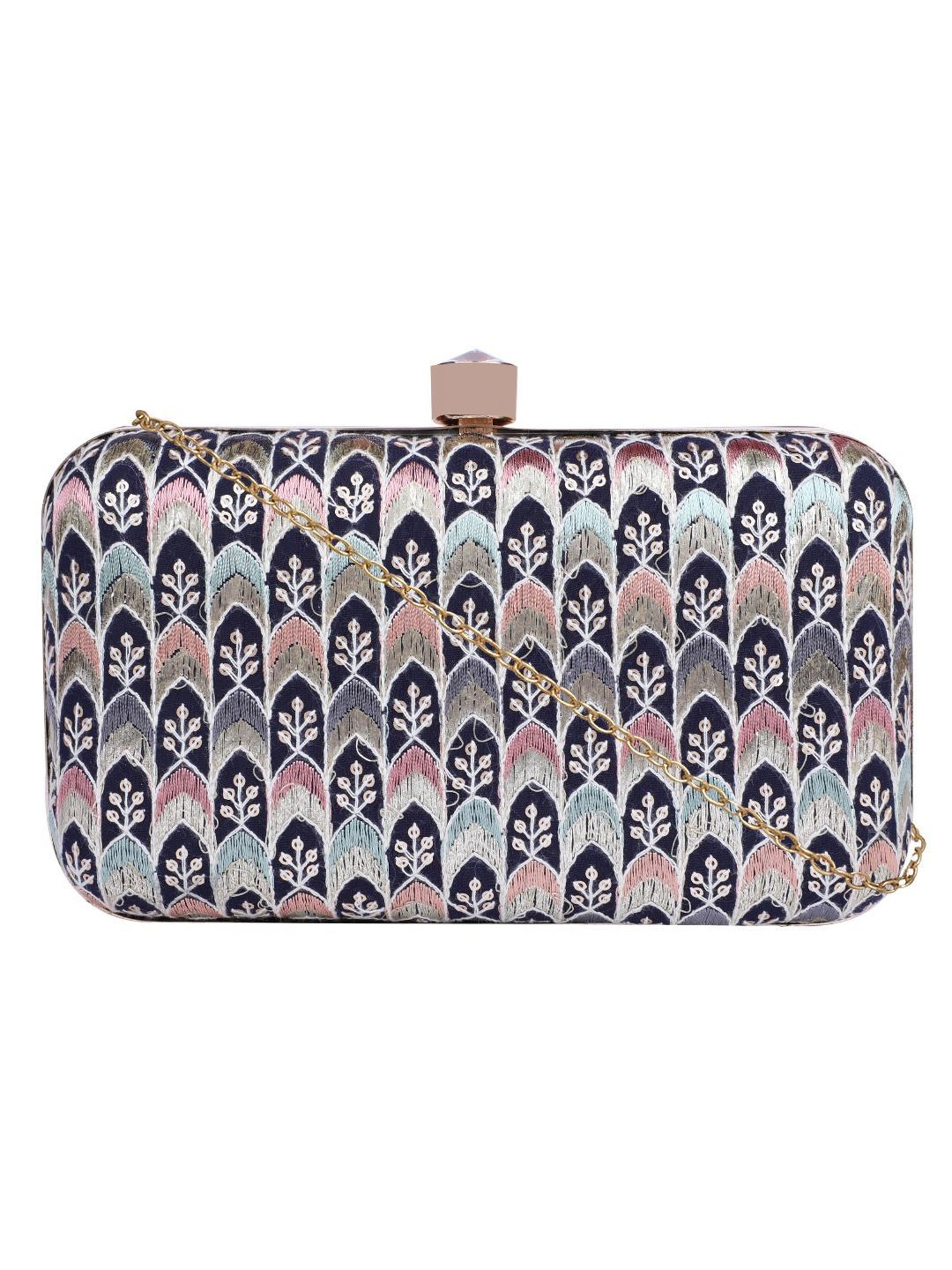 Horra Dark Blue Embellished Clutch