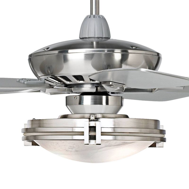 52" Casa Vieja Modern Ceiling Fan with Light LED Dimmable Remote Brushed Nickel Silver Blades Marbleized Glass for Living Room