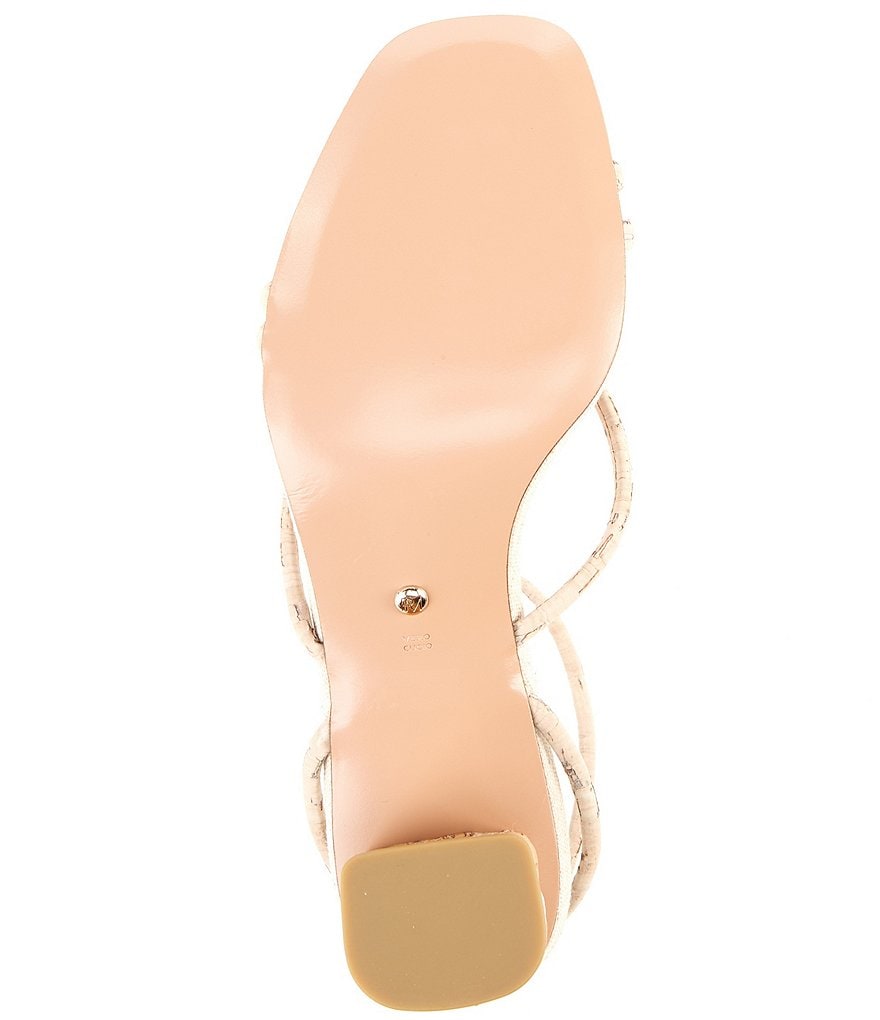 Pelle Moda Viena Washed Cork Strappy Block Heel Dress Sandals