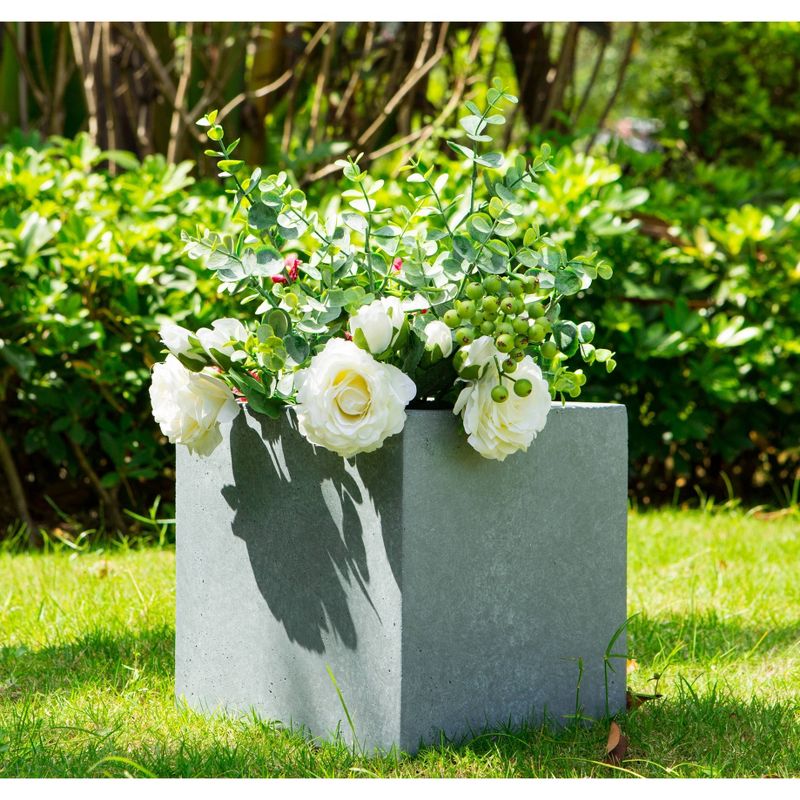 9.1" Kante Lightweight Modern Concrete Novelty Corner Planter Slate Gray - Rosemead Home & Garden, Inc.