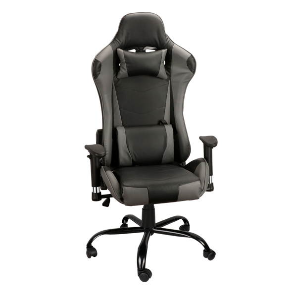 Gaming Chairs, Office Swivel Chairs, with Headrest and Lumbar Pillow, Grey