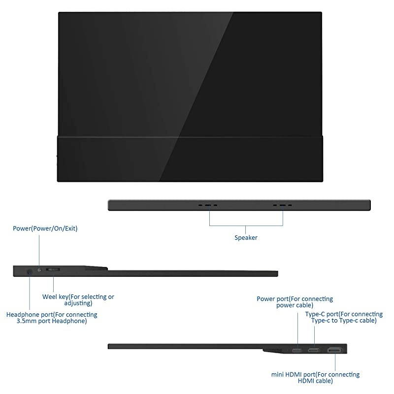 Monitor 1920x1080 Display 15.6-inch Super Thin IPS Gaming Monitor Screen USB-C for Laptop Computer Mac Phone HDMI Device,PS4 Xbox,Nintendo,Raspberry pi, Mac Mini,Mobile with Leather Case