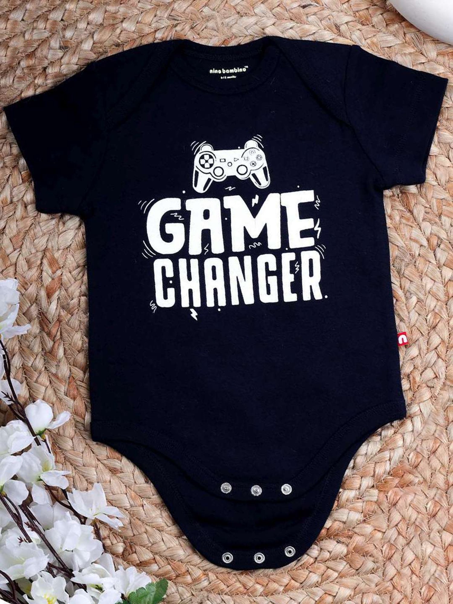 Nino Bambino Kids Navy Cotton Printed Romper