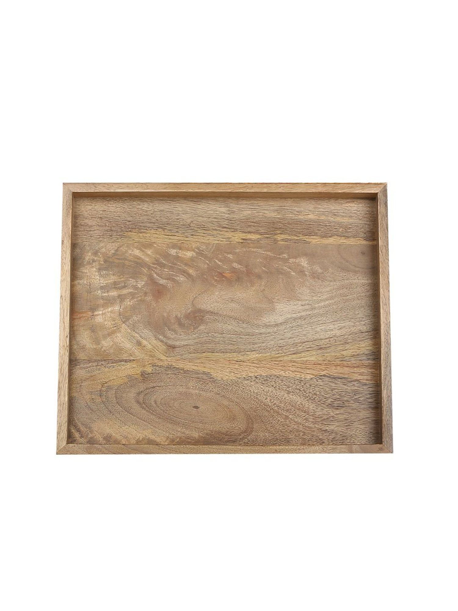 Crayton Mango Wood Serving Tray with Bottom Metal Handle - Set of 1