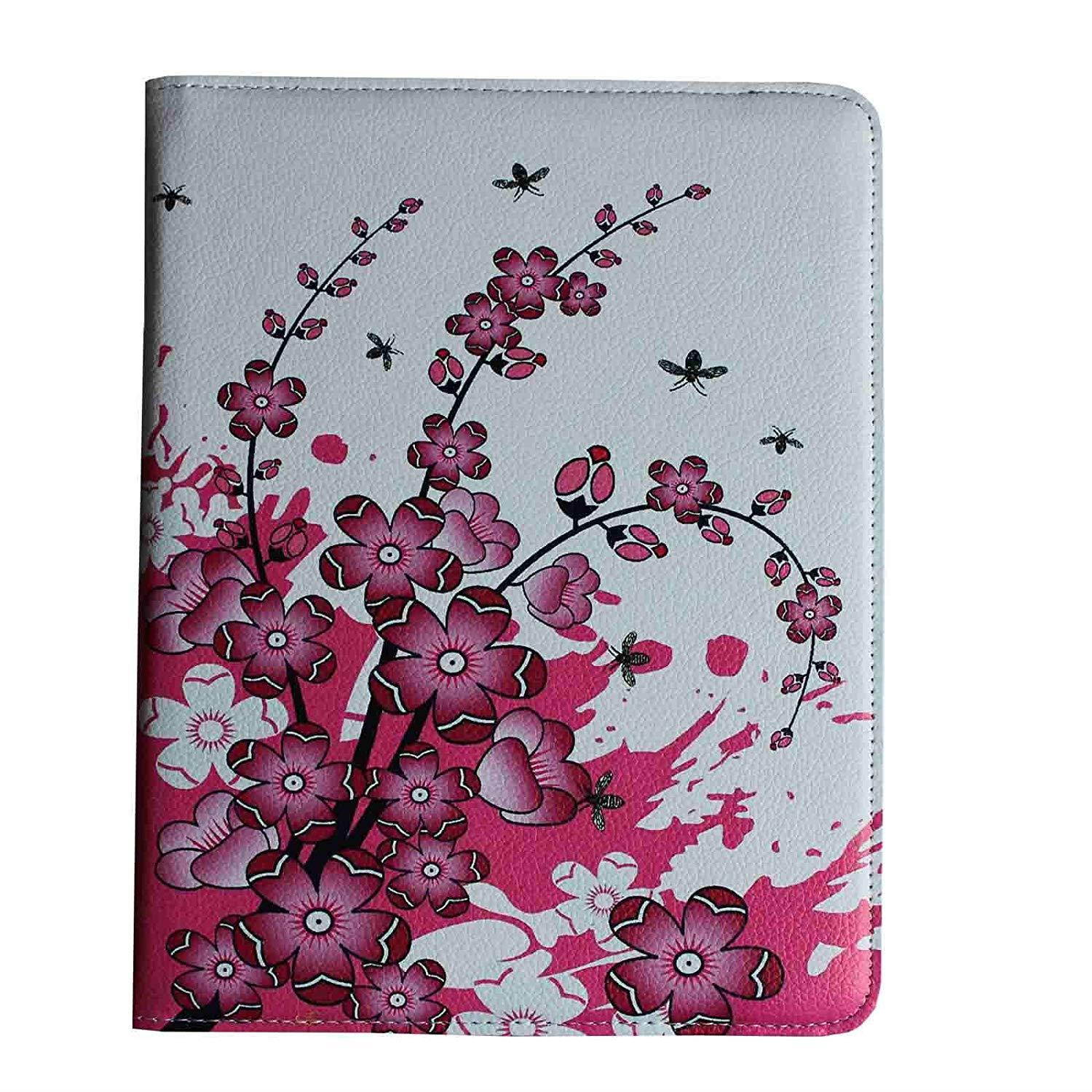 iPad 2 Case, iPad 3 Case, iPad 4 Case, Lingsor 360 Degree Rotating Stand Magnetic Smart Leather Cover Auto Sleep Wake For iPad 2/3/4 With Film And Stylus, Pink Flower